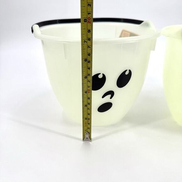 2 Candy Glow In The Dark Halloween Pail Bucket Handle Trick Treat Face 7 in Vtg - Picture 7 of 10